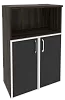 Офисный шкаф средний широкий с чёрным стеклом в раме
