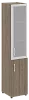 Офисный шкаф узкий комбинированный со стеклом в раме Л/ПР