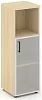 Офисный шкаф средний узкий левый / правый  (1 низкий фасад стекло сатин в раме, задняя стенка ЛДСП)