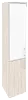 Офисный шкаф высокий узкий лев./прав. (1 низкий фасад ЛДСП + 1 средний фасад белое стекло в раме)