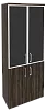 Офисный шкаф высокий широкий с чёрным стеклом в раме