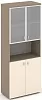 Офисный шкаф высокий широкий (ЛДСП + матовое стекло в раме)